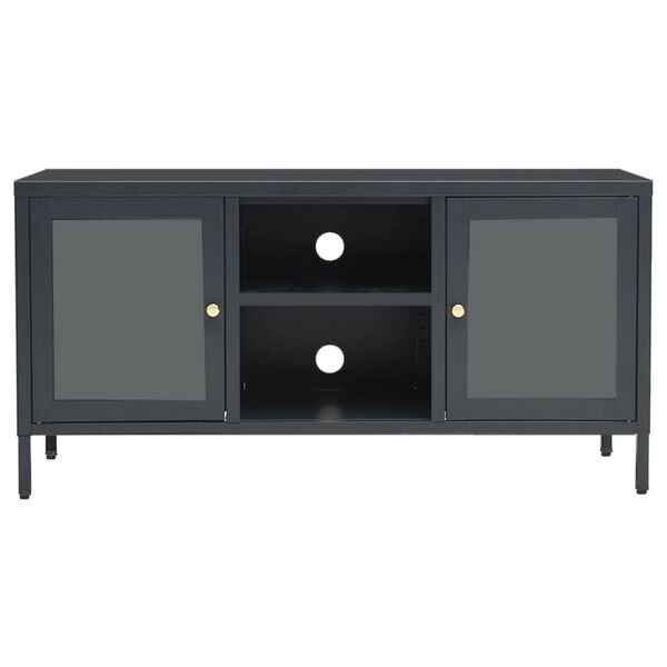vidaXL TV Cabinet Anthracite 105x35x52 cm Steel and Glass