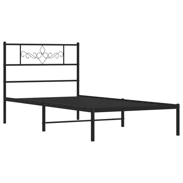 vidaXL Metal Bed Frame without Mattress with Headboard Black 80x200cm