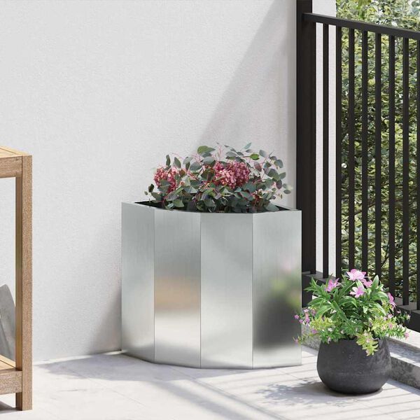 vidaXL Corner Planter Silver 30 x 30 x 35 cm Galvanised steel