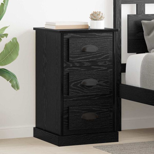 vidaXL Bedside Cabinet Black Oak 39 x 39 x 67.5 cm Engineered Wood