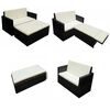 vidaXL 2 Piece Garden Lounge Set with Cushions Poly Rattan Black