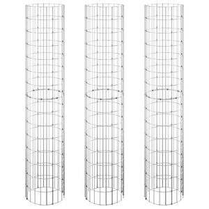 vidaXL Circular Gabion Raised Beds 3 pcs Galvanised Steel Ø30x150 cm