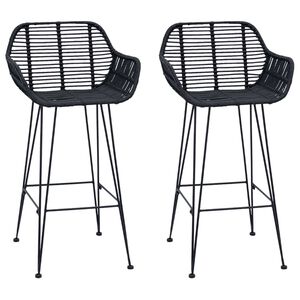 vidaXL Bar Chair 2 pcs 55 x 52 x 92 cm Rattan and Iron