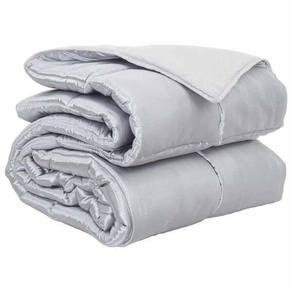 vidaXL Full Year Duvet Silver 220 x 200 cm Satin and Microfiber