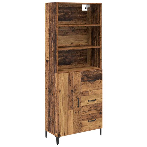 vidaXL Highboard Old Wood 69.5 x 34 x 180 cm Engineered Wood
