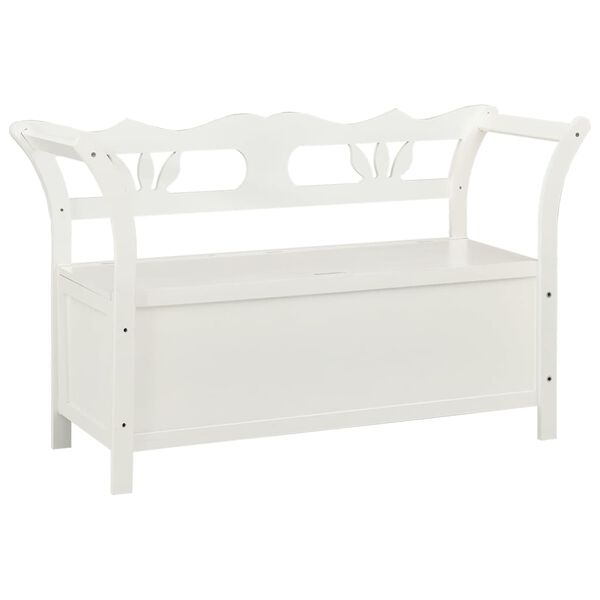 vidaXL Storage Bench 126 cm White Solid Fir Wood