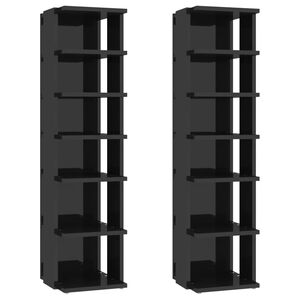 vidaXL Shoe Cabinets 2 pcs High Gloss Black 27.5x27x102 cm