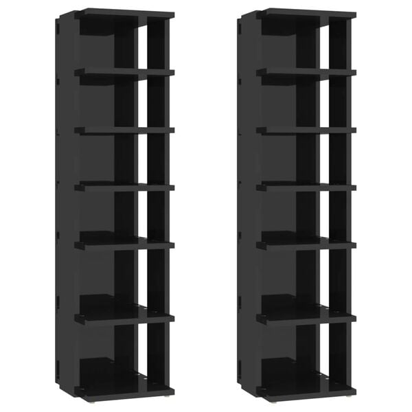 vidaXL Shoe Cabinets 2 pcs High Gloss Black 27.5x27x102 cm