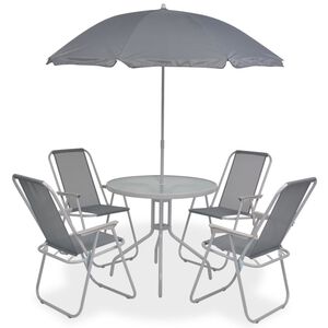 vidaXL 6 Piece Outdoor Dining Set Steel and Textilene Grey
