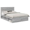 vidaXL Bed Frame with Storage Grey Sonoma 160 x 200 cm Solid Pine Wood