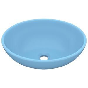 vidaXL Luxury Basin Oval-shaped Matt Light Blue 40x33 cm Ceramic