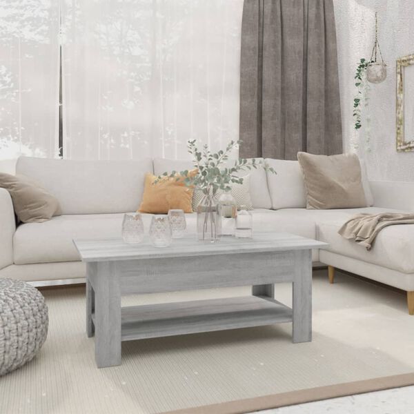 vidaXL Coffee Table Grey Sonoma 102x55x42 cm Engineered Wood