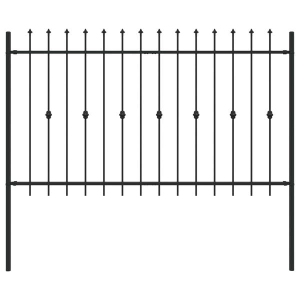 vidaXL Spike Fence Black 200 x 166 cm Powder-Coated Steel