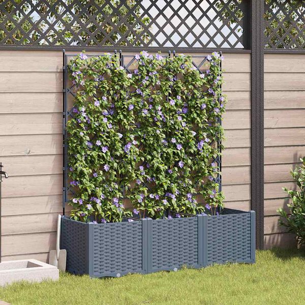 vidaXL Garden Planter 3 pcs LiGht Grey 120 x 40 x 143 cm Steel