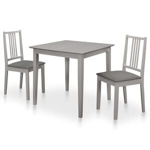 vidaXL Dining Set | Grey | Solid rubber wood, MDF, polyester | Medium