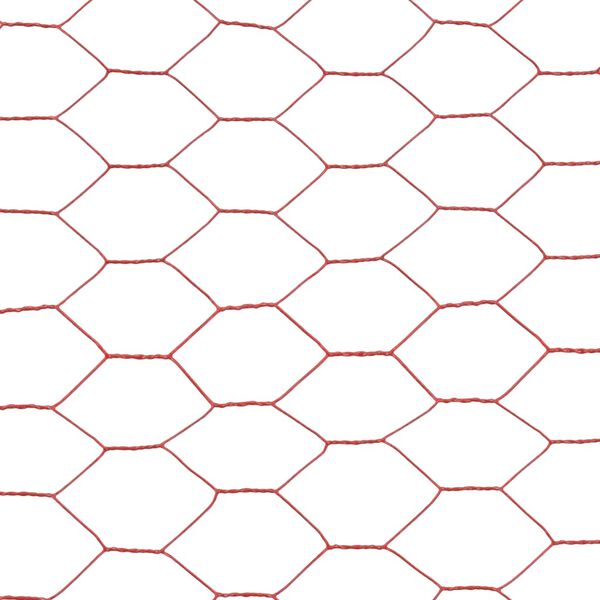 vidaXL Chicken Wire Fence Steel with PVC Coating 25x0.75 m Red