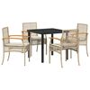 vidaXL Garden Dining Set 5 pcs Beige and Black Rattan