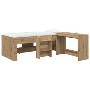 vidaXL Kids'High Bed Frame with Desk 2 pcs Artisan Oak