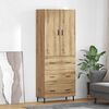 vidaXL Highboard 2 pcs Artisan Oak Engineered Wood and Glass