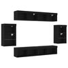 vidaXL TV Cabinet Set Wall-mounted 8 pcs Black oak Engineered wood