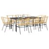 vidaXL 9 Piece Garden Dining Set Brown Poly Rattan Glass