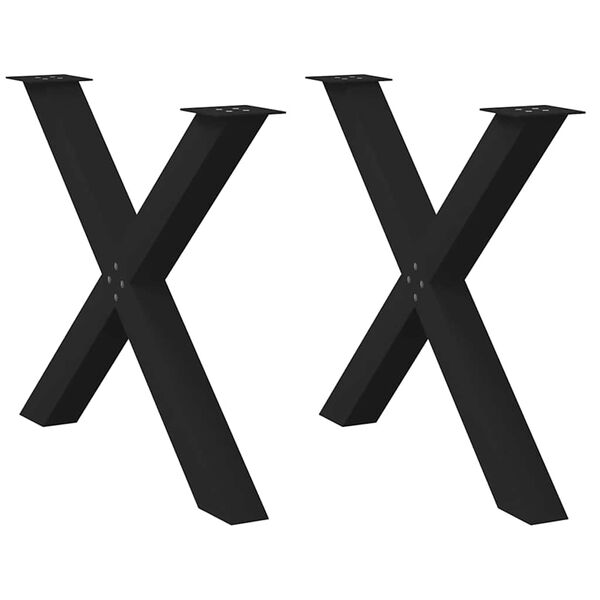 vidaXL Dining Table Legs X-Shaped 2 pcs Black 90x(72-73) cm Steel