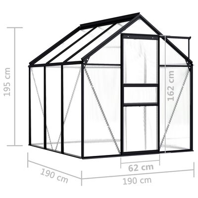 vidaXL Greenhouse Anthracite Aluminium 3.61 m²