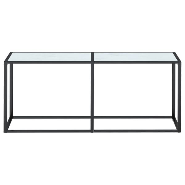 vidaXL Console Table White Marble 180x35x75.5cm Tempered Glass