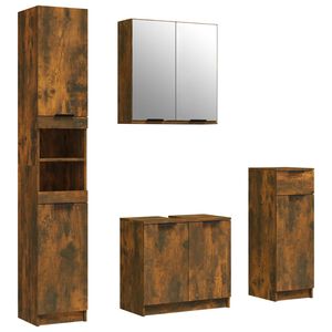 vidaXL 4 Piece Bathroom Cabinet Set Smoked Oak Engineered Wood