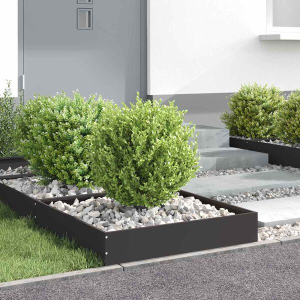 vidaXL Lawn Edging 6 pcs Black 60 x 60 x 13 cm Steel