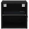 vidaXL LED Wall Bedside Cabinet with Black Engineered Wood