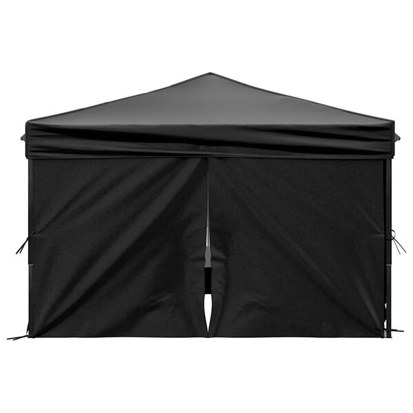 vidaXL Folding Party Tent with Sidewalls Black 3x3 m