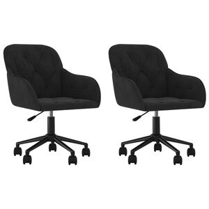vidaXL Swivel Dining Chairs 2 pcs Black Velvet