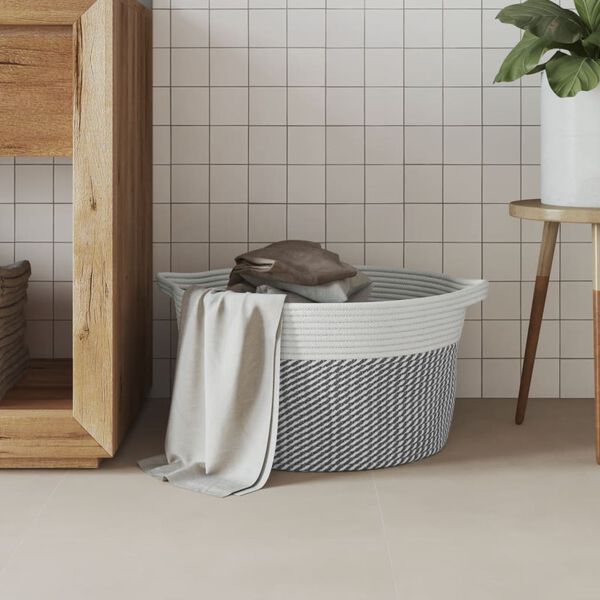 vidaXL Storage Basket Grey and White &Oslash;40x25 cm Cotton