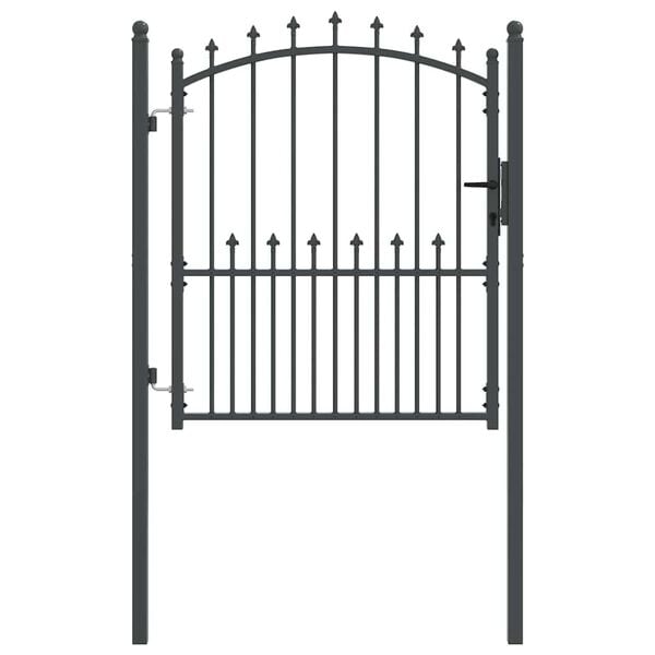 vidaXL Fence Gate with Spikes Grey 125 x 100 cm Powder-coated steel