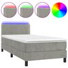 vidaXL Box Spring Bed with Mattress&LED Light Grey 90x200cm Velvet