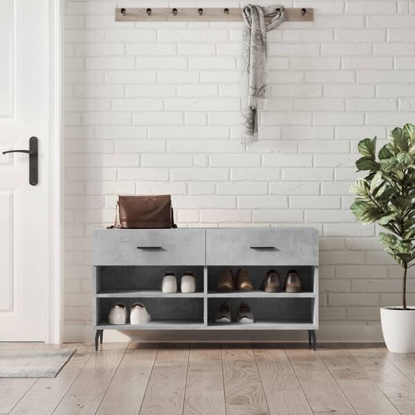 vidaXL Shoe Bench Concrete Grey 102x35x55 cm Engineered Wood