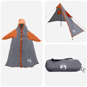 vidaXL 2-in-1 Rain Poncho with Hood 262 x 126 x 130 cm Grey and Orange