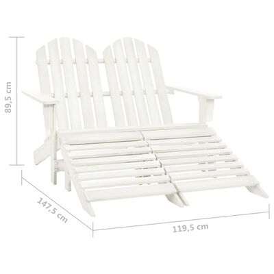 vidaXL 2-Seater Garden Adirondack Chair&Ottoman Fir Wood White