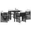 vidaXL Garden Dining Set 5 pcs Black Poly Rattan