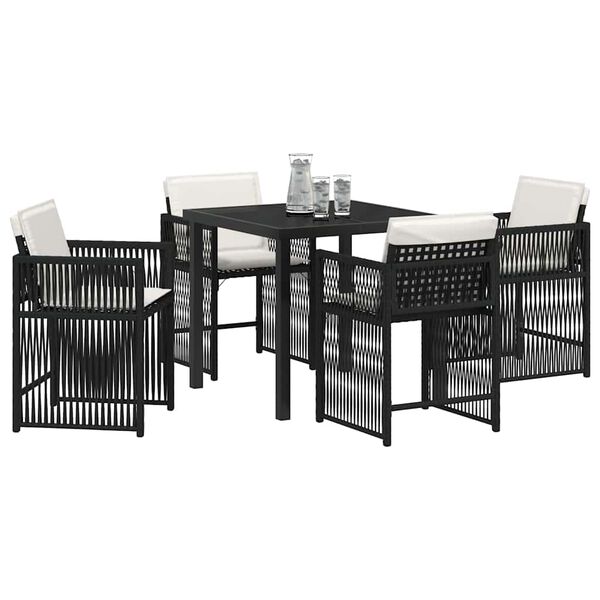 vidaXL Garden Dining Set 5 pcs Black Poly Rattan