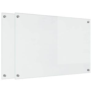 vidaXL Kitchen Backsplash 2 pcs Transparent 90 x 60 cm Tempered Glass