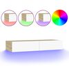 vidaXL TV Cabinet with LED Lights White and Sonoma Oak 90x35x15.5 cm