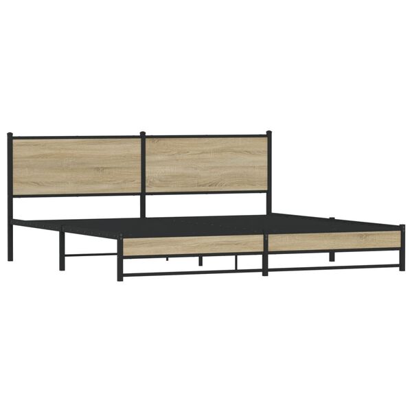 vidaXL Metal Bed Frame without Mattress Sonoma Oak 200x200 cm