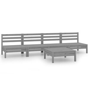 vidaXL 5 Piece Garden Lounge Set Grey Solid Pinewood