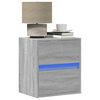 vidaXL Wall-mounted Bedside Cabinet with LED Lights Grey Sonoma