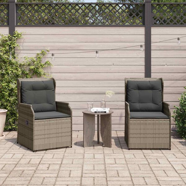 vidaXL Garden Bench with Cushion 2 pcs Grey Poly rattan
