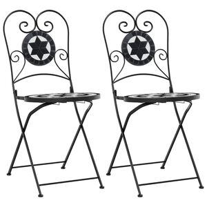 vidaXL Folding Chairs 2 pcs Black and White Ceramic