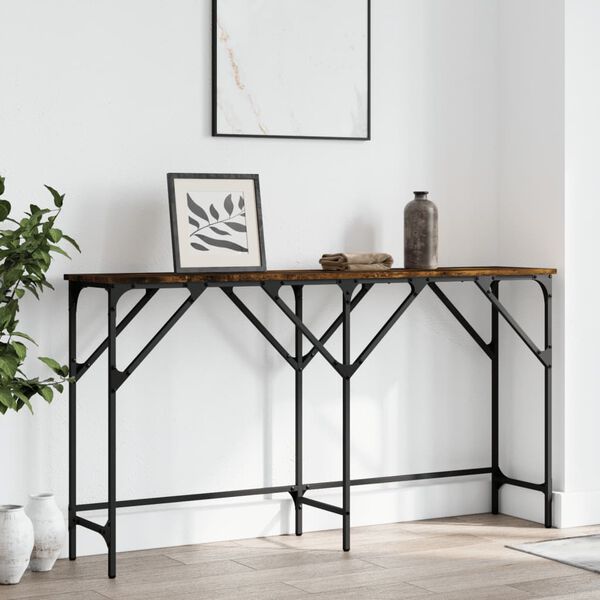 vidaXL Console Table Smoked Oak 140x29x75 cm Engineered Wood