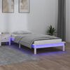 vidaXL LED Bed Frame without Mattress White 75x190 cm Small Single Solid Wood